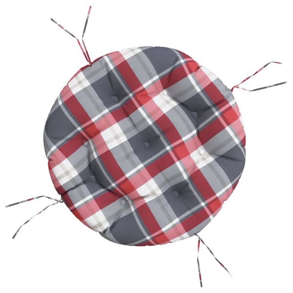 vidaXL Rund dyna r&ouml;drutig &Oslash; 60 x11 cm oxfordtyg