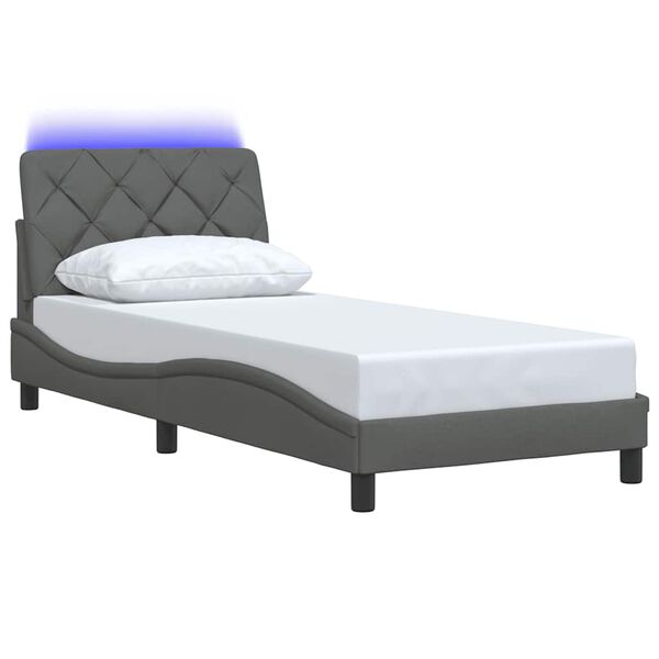vidaXL Bed Frame with LED without Mattress Dark Grey 80x200 cm Fabric