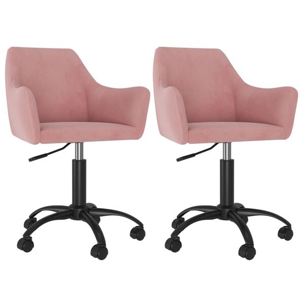 vidaXL Snurrbara matstolar 2 st rosa sammet