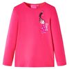 vidaXL T-shirt med l&aring;nga &auml;rmar f&ouml;r barn stark rosa 116