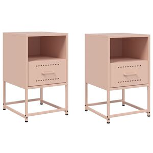 vidaXL S&auml;ngbord 2 st rosa 36x39x60,5 cm st&aring;l