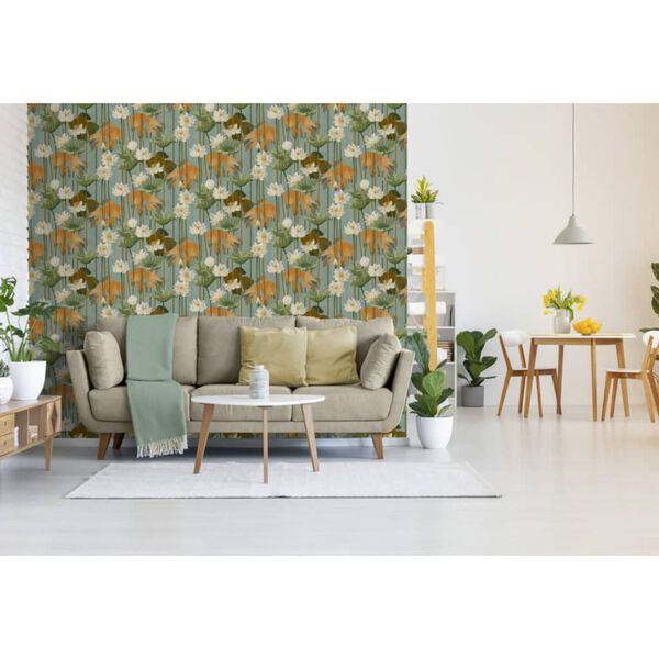 DUTCH WALLCOVERINGS Tapet fisk/blomma gr&ouml;n