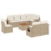 vidaXL Soffgrupp f&ouml;r tr&auml;dg&aring;rden med dynor 9 delar beige konstrotting