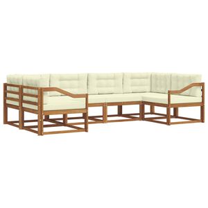 vidaXL Utomhussoffset med kudde 6 pcs Naturlig och Gr&auml;dde