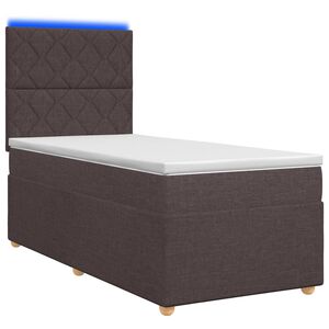 vidaXL Kontinentals&auml;ng med madrass M&ouml;rkbrun 90 x 190 cm Tyg