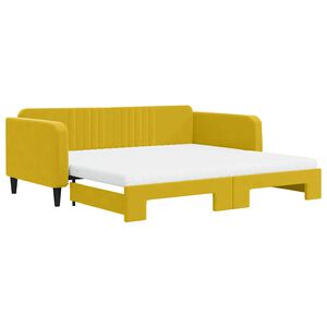 vidaXL Dagb&auml;dd utdragbar och madrasser gul 100x200 cm sammet