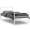 vidaXL S&auml;ngram med huvudgavel och fotgavel vit metall 100x190 cm
