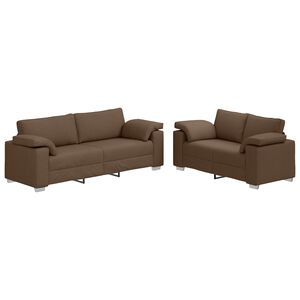 vidaXL Soffa 2 pcs Brun 219 x 80 x 82 cm tyg