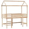 vidaXL Våningssäng med stege och tak 90x190 cm massiv furu
