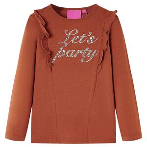 T-shirt med l&aring;nga &auml;rmar f&ouml;r barn konjaksbrun 128