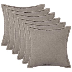 vidaXL Kudd&ouml;verdrag 6 st HOUTEN Ljusgr&aring; 30 x 30 cm Boucl&eacute;