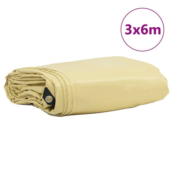 vidaXL Presenning 650g / m&sup2; Beige 3 x 6 m Canvas med PVC-bel&auml;ggning