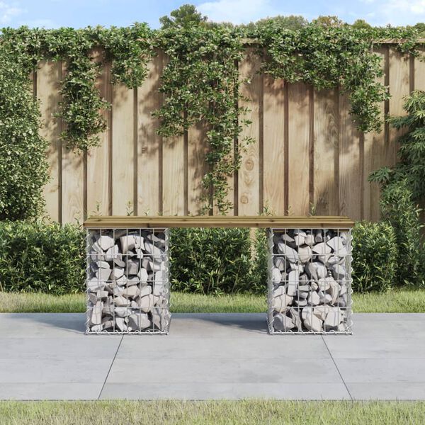 vidaXL Tr&auml;dg&aring;rdsb&auml;nk gabion-design 103x31x42 cm impregnerad furu