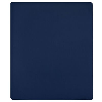 vidaXL Dra-på-lakan jersey marinblå 160x200 cm bomull