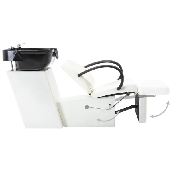 vidaXL Schamponeringsstol med handfat svart och vit konstl&auml;der