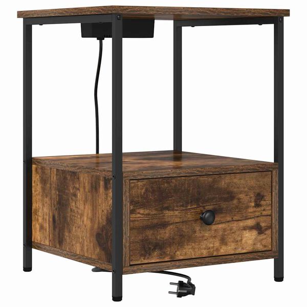 vidaXL Nattduksbord med l&aring;da R&ouml;kt ek 42 x 41 x 56 cm Konstruerat tr&auml;