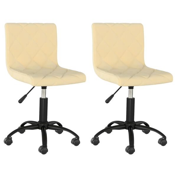 vidaXL Snurrbara matstolar 2 st gr&auml;ddvit sammet