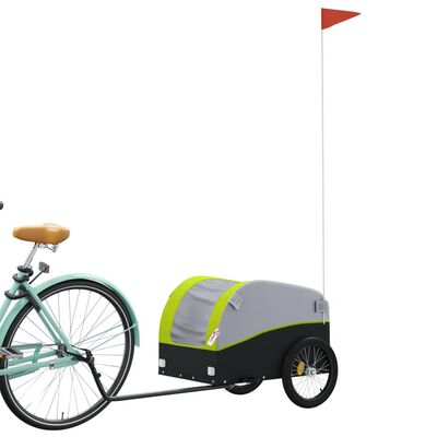 vidaXL Cykelvagn svart och grön 30 kg järn