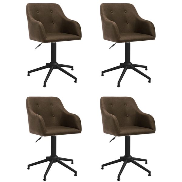 vidaXL Snurrbara matstolar 4 st m&ouml;rkbrun tyg