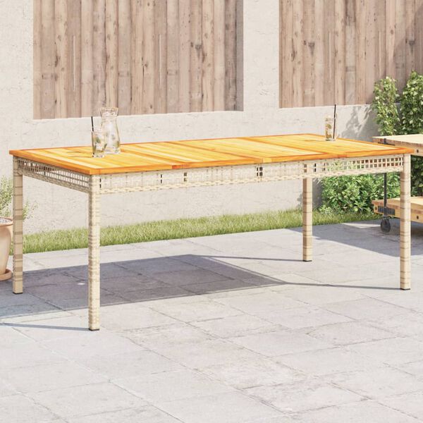 vidaXL Tr&auml;dg&aring;rdsbord beige 180x90x75 cm konstrotting akaciatr&auml;