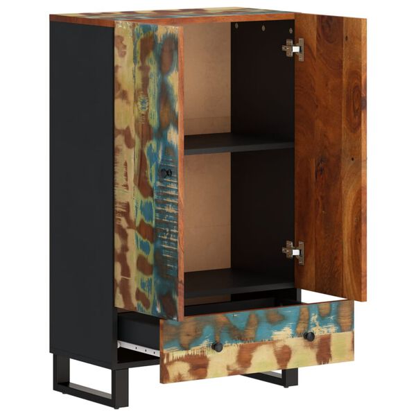 vidaXL Sk&aring;p med l&aring;da 60x33x100 cm massivt &aring;tervunnet tr&auml; och j&auml;rn