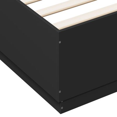 vidaXL Sängram med LEDs svart 150x200 cm konstruerat trä