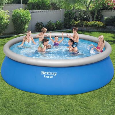 Bestway Uppblåsbar pool med tillbehör Fast Set rund 457x122 cm