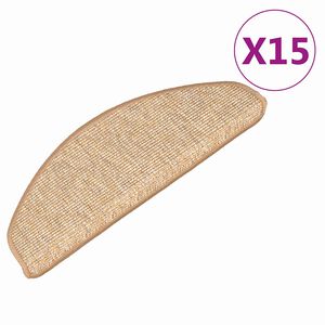 vidaXL Trappmattor 15 st 65x21x4 cm ljusbruna halvrunda stora