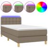 vidaXL Rams&auml;ng med madrass & LED taupe 100x200 cm tyg