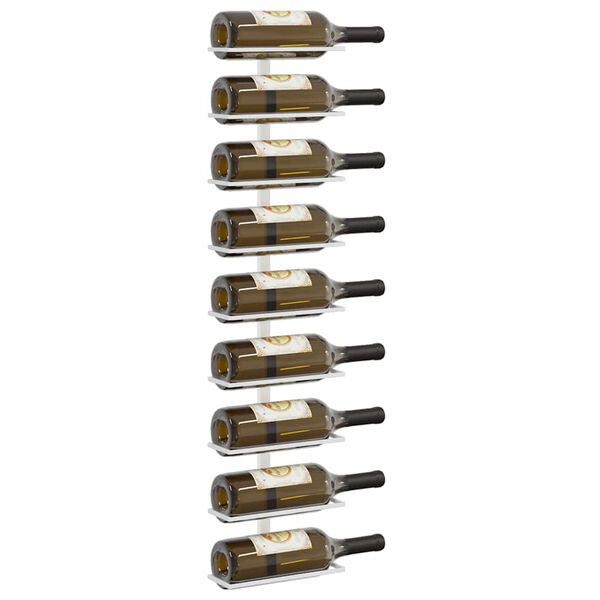 vidaXL V&auml;ggmonterat vinst&auml;ll f&ouml;r 9 flaskor vit j&auml;rn