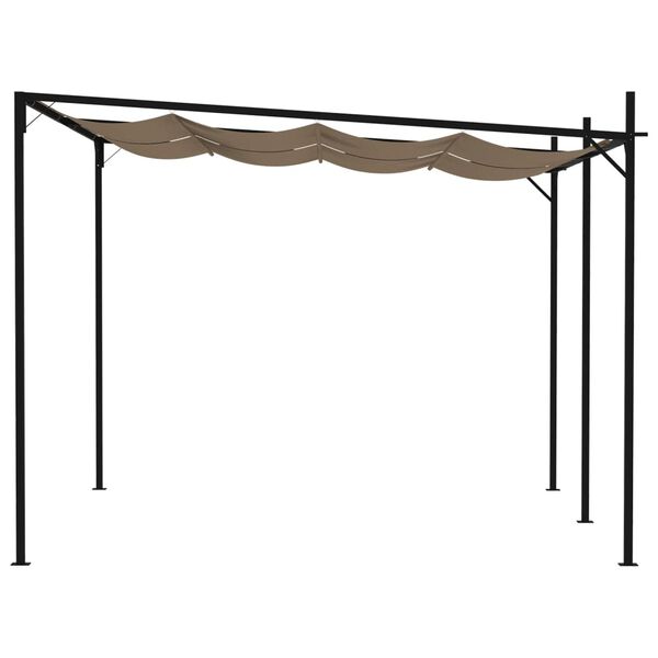 vidaXL Paviljong med inf&auml;llbart tak 400x300x233 cm taupe