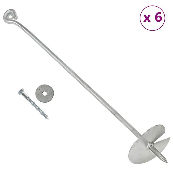 vidaXL Jordankare 6 st 10x60 cm galvaniserad metall