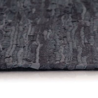 vidaXL Handvävd matta Chindi läder 190x280 cm grå