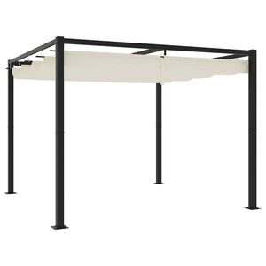 vidaXL Paviljong med inf&auml;llbart tak gr&auml;ddvit 3x3 m st&aring;l