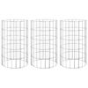 vidaXL Planteringsgabion 3 st upph&ouml;jd rund galvaniserat st&aring;l &Oslash;30x50 cm