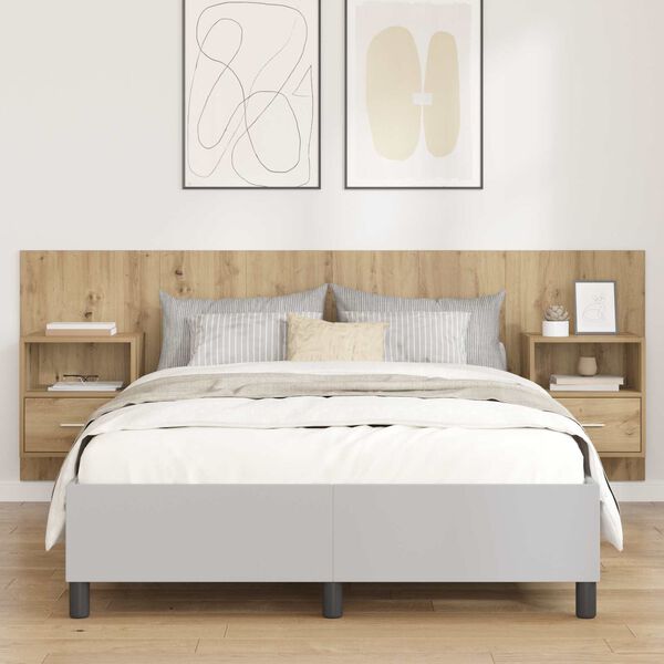 vidaXL Huvudgavel Med Sk&aring;p med l&aring;da 3 pcs Artisan Ek Konstruerat tr&auml;