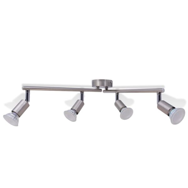 vidaXL Taklampa med 4 LED Str&aring;lkastare Satin Nickel