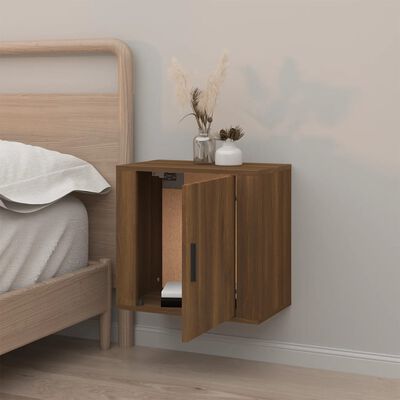 vidaXL Väggmonterat sängbord brun ek 50x30x47 cm