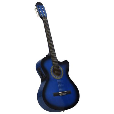 vidaXL Westerngitarr med cutaway EQ och 6 strängar blå
