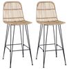 vidaXL Barpall 2 st Naturlig 44 x 55 x 109 cm Rattan och St&aring;l