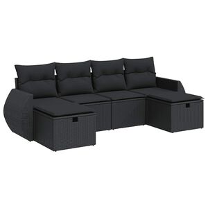 vidaXL Loungegrupp med dynor 6 delar svart konstrotting