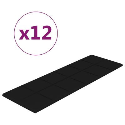 vidaXL Väggpaneler 12 st svart 90x30 cm tyg 3,24 m²