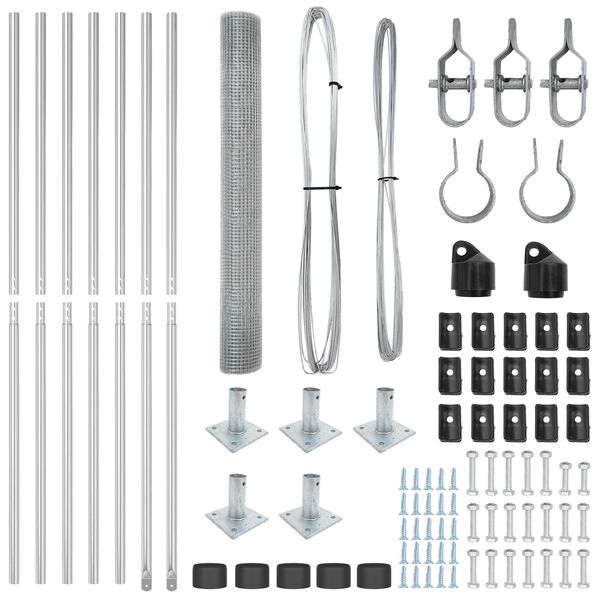 vidaXL Stängselstolpe Silver 10 x 1 m (12 x 12 mm nät) Stål
