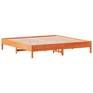 vidaXL S&auml;ngram utan madrass vaxbrun 200x200 cm massiv furu