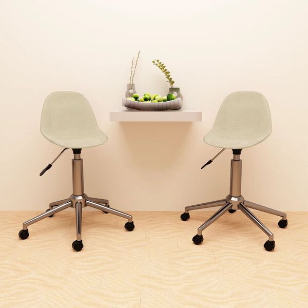 vidaXL Snurrbara matstolar 2 st gr&auml;ddvit tyg