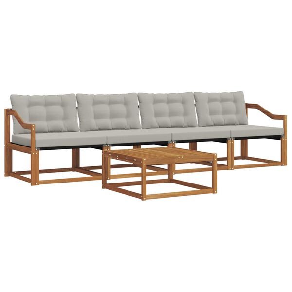 vidaXL Utomhussoffset med kudde 5 pcs Naturlig och Ljus Gr&aring;