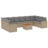 vidaXL Loungegrupp f&ouml;r tr&auml;dg&aring;rden m. dynor 11 delar beige konstrotting