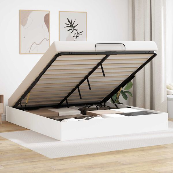 vidaXL Ottoman S&auml;ngram med lagring Vit 193 x 120 x 25 cm Sp&aring;nskiva