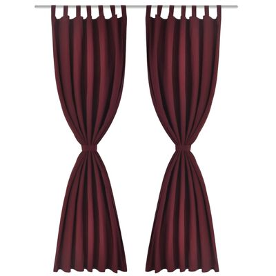 2-pack gardiner med öglor i vinröd microsatin 140 x 245 cm