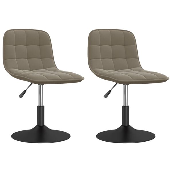 vidaXL Snurrbara matstolar 2 st ljusgr&aring; sammet